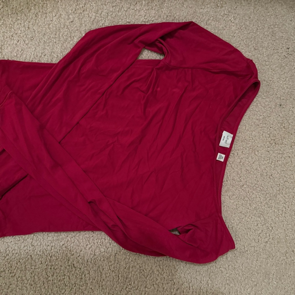 Aritzia Red Long Sleeve Top off the shoulder